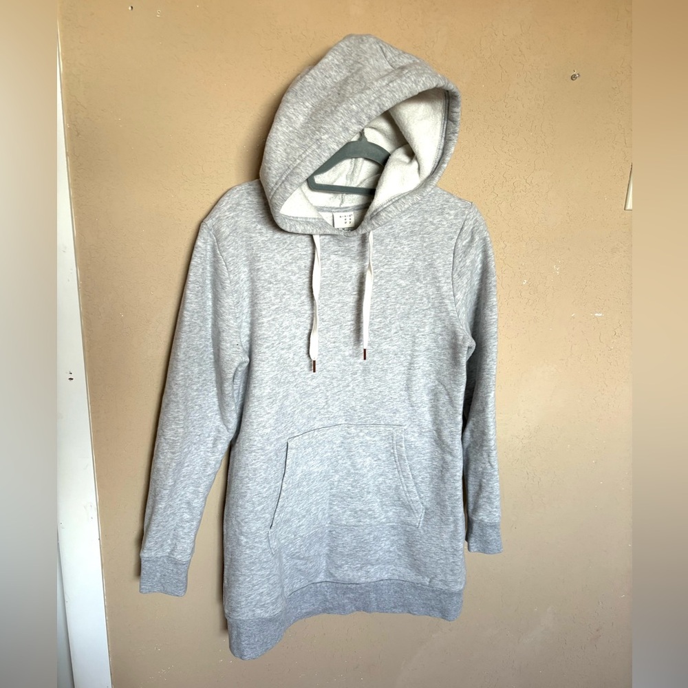 A New Day Cozy Gray Women's Pull Over Hoodie Long Length Sweater size M